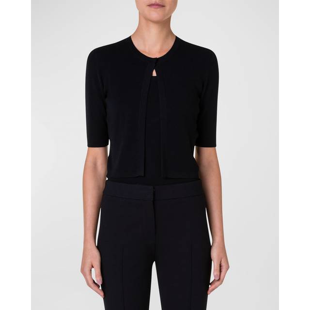 Half-Sleeve Short Cardigan - BLACK - 6