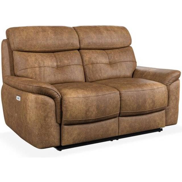 Ranch Brown Fabric Sofas - 2 Seater Electric Recliner Sofa - Iver Range - Oak Furnitureland