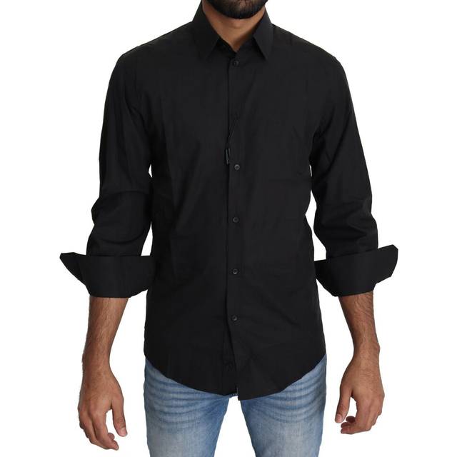 Dolce & Gabbana Black Cotton Formal Dress Top Shirt - IT38 | XS