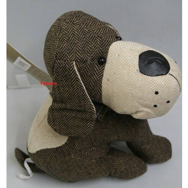 Tweed dog doorstop heavy 1.25kg brown beige door stay weighted dog door stay