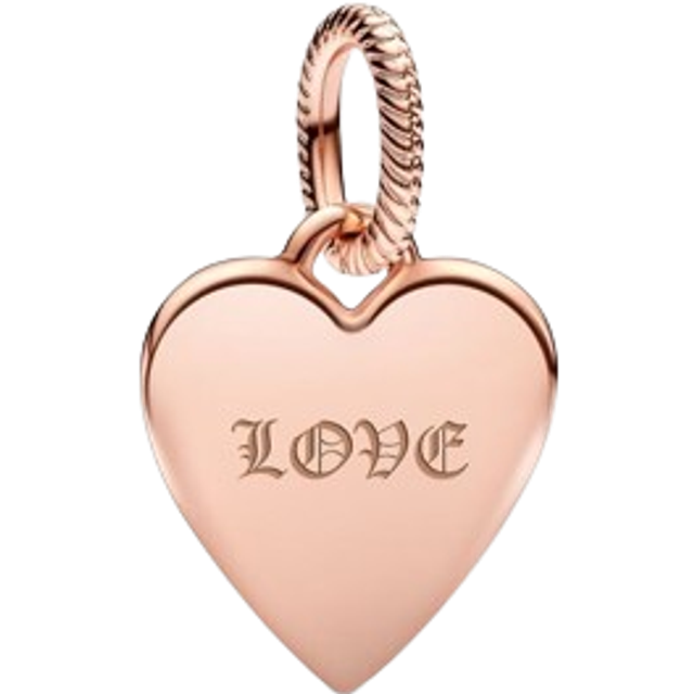 Pandora Engravable Heart Tag Pendant - 14k rose gold plating - No color - one size