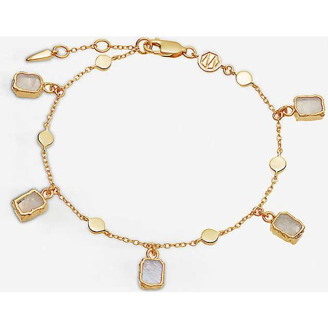 Missoma Womens Gold Lena 18ct Yellow Gold-plated Vermeil Sterling-ilver and Rainbow Moonstone Charm Bracelet - GOLD
