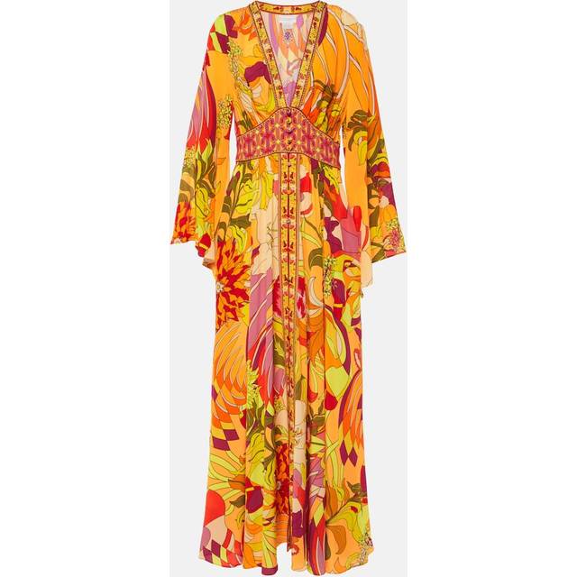 Camilla Embellished floral silk maxi dress - multicoloured (UK 8)