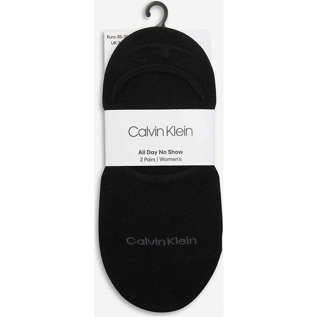 Calvin Klein Womens 00 Black No-show Cotton-blend Socks Pack of Two Eur 39-42/6-9 Uk Women - 00 black