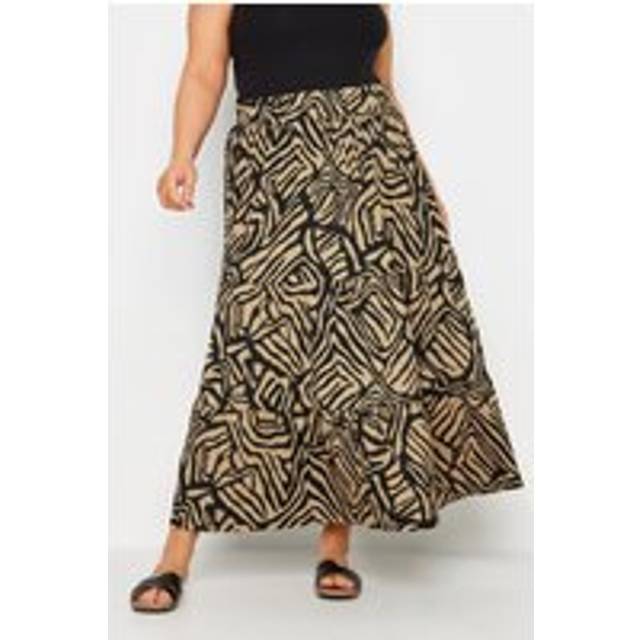 Yours Curve Beige Brown Abstract Print Maxi Skirt, Women's Curve & Plus Size, Yours - 26-28