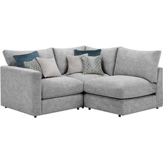 Silver Fabric Sofas - Modular 3 Seat Left Hand Corner Sofa - Malvern Range - Oak Furnitureland