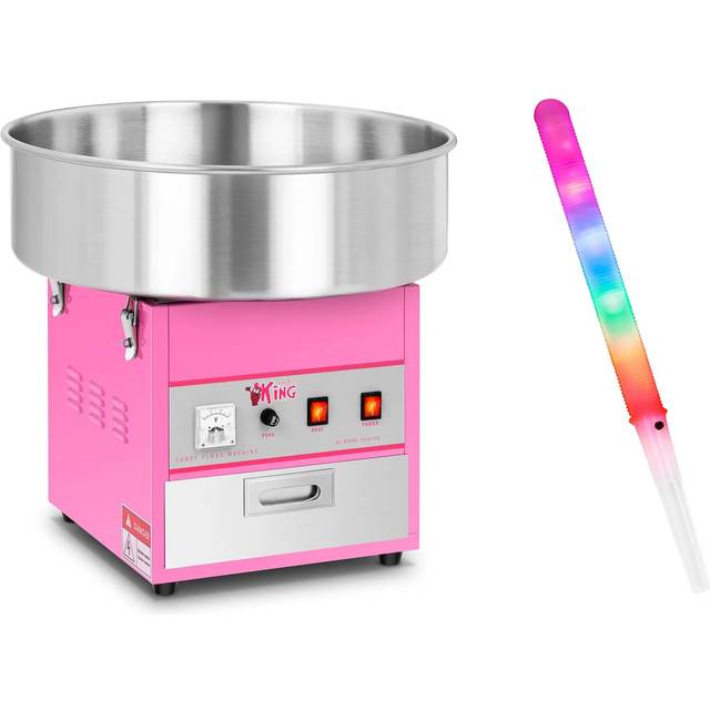 Royal Catering Candy Floss Machine Set with LED Cotton Candy Sticks - 52 cm - 1,200 W - 50 pcs. RCZK-1200-W SET1