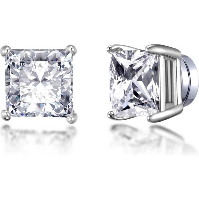 Philip Jones Men&#39;s Silver Plated Square Magnetic Clip On Stud Earrings Created with Zircondia? Crystals