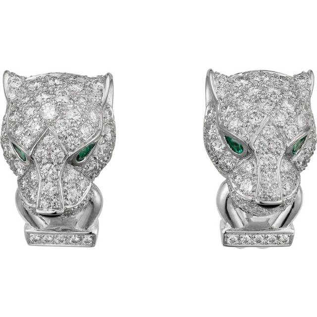 Cartier Womens White Gold Panth&#232;re De 18ct White-gold, Diamond, Onyx and Emerald Earrings 1 Size - WHITE GOLD