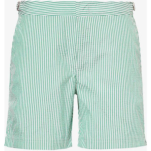 Orlebar Brown Mens Fresh Lawn/white Stripe Bulldog Logo-tab Regular-fit Swim Shorts 34