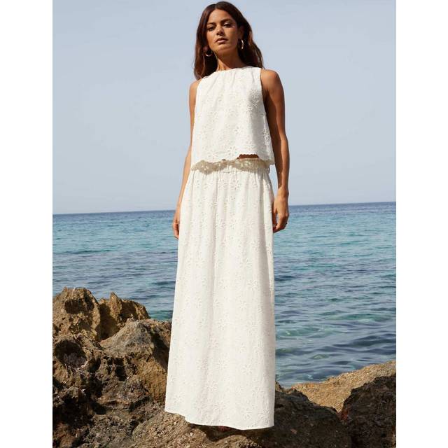 Ro&Zo Womens Ivory Broderie Maxi Skirt - Cream - Size 18 UK