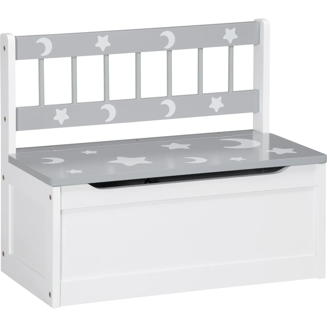 ZONEKIZ 2 In 1 Wooden Kids Storage Bench - Toy Box w/ Safety Rod - Blue | TJ Hughes