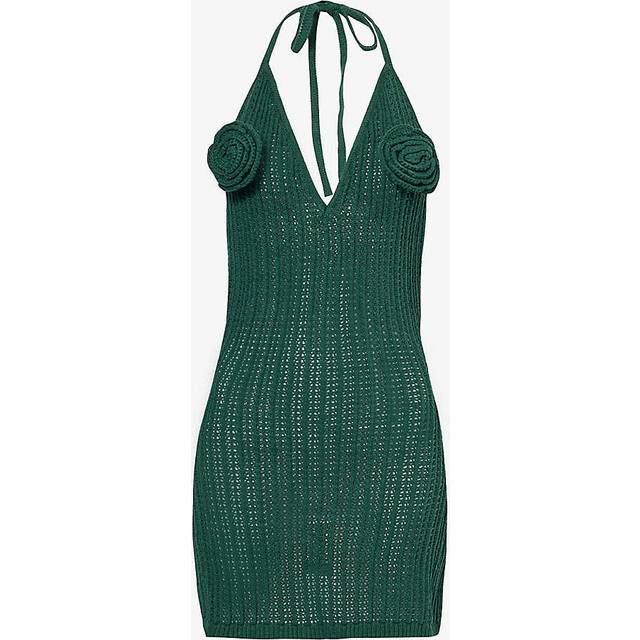 4th & Reckless Womens Green Coco Flower Motif-embroidered Cotton-blend Mini Dress 12 - GREEN
