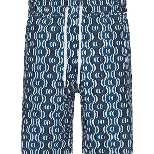 Frescobol Carioca Board Ipanema Camada Print Swim Shorts in Perennial Blue - Blue. Size M (also in L). (M)