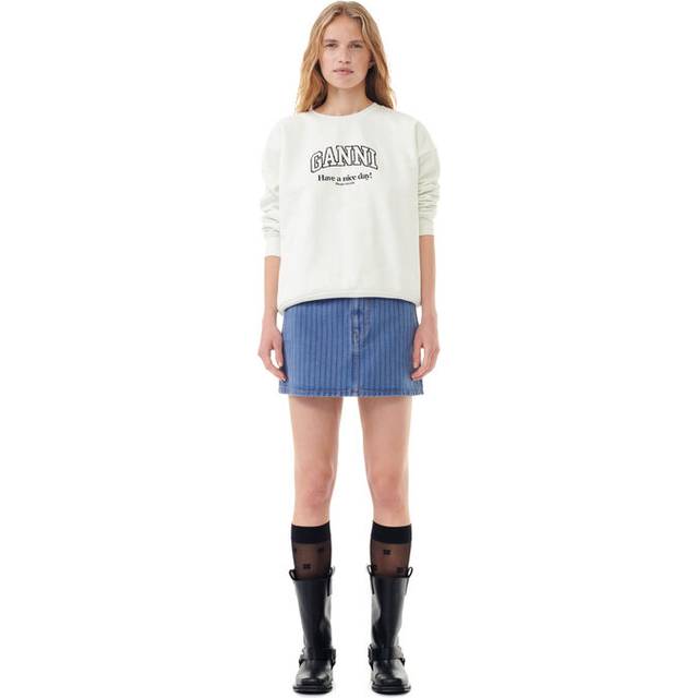 GANNI Blue Stripe Overdyed Denim Miniskirt - 083 Country Blue - DK 44