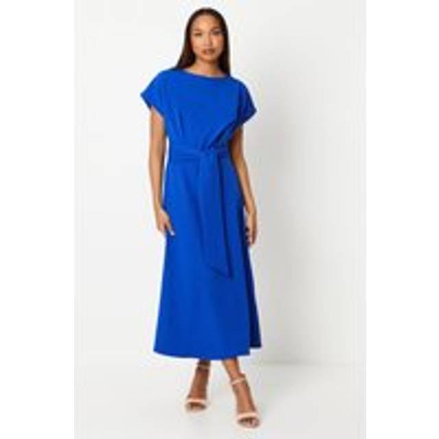 Blue Tie Waist Midi Dress - Cobalt - 10
