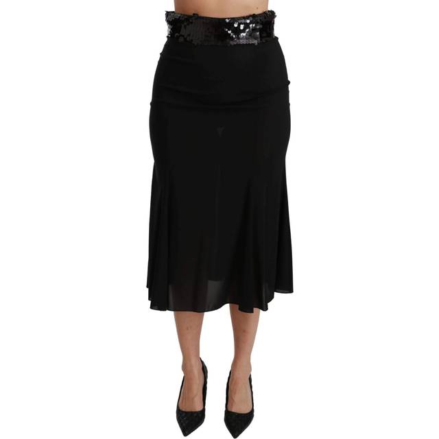 Dolce & Gabbana  Black High Waist Mermaid Midi Silk Skirt - IT42|M (IT42|M)