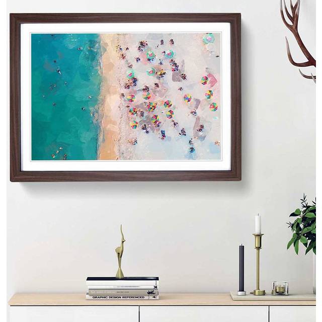 Miami Florida Beach in Abstract - Picture Frame Graphic Art Print - Walnut Framed (36cm H x 48cm W x 2cm D)