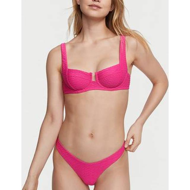 Victoria's Secret Forever Pink Fishnet Balcony Swim Bikini Top - forever pink fishnet - 32 C
