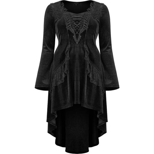 Punk rave plus size womens velvet gothic lace applique dress