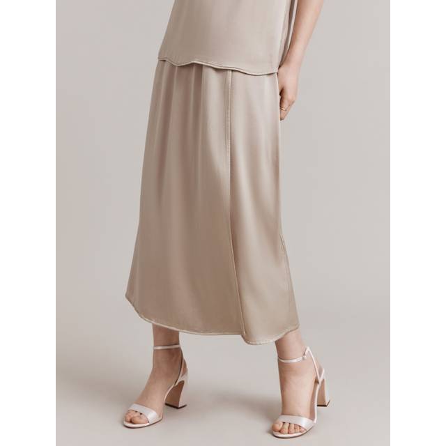 Ghost Aleya Faux Wrap Satin Midi Skirt