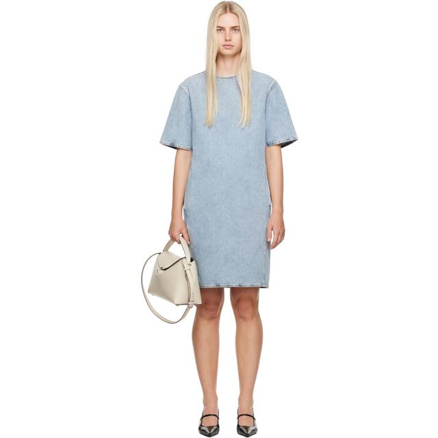 TOTEME Blue Trapeze Denim Midi Dress - 184 Cool Blue - S