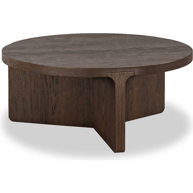 Mylor Dark Oak Round Modern Coffee Table for Living Room | Roseland