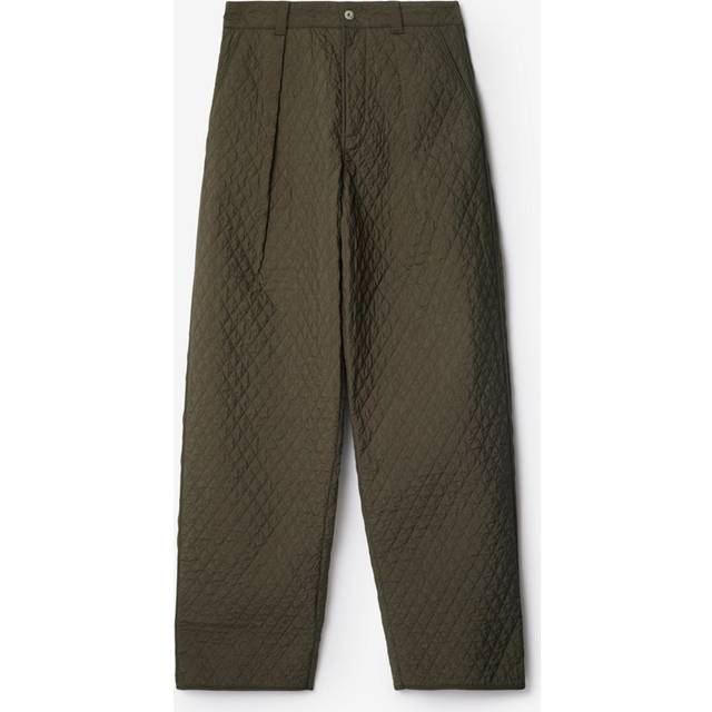 Burberry, Byxor, Herr, S, Polyester, Quiltade Veckade Byxor med Diamantdetalj