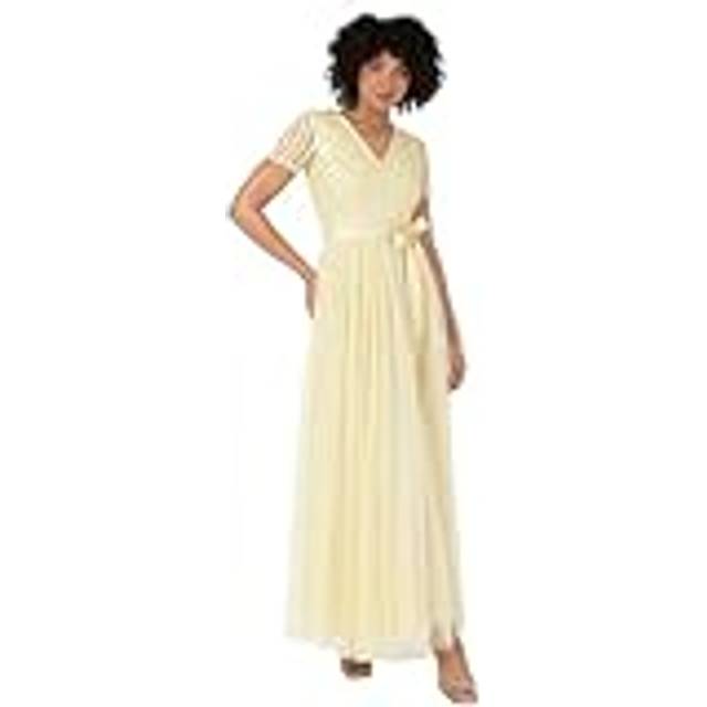 Maya Deluxe Stripe Sequin Maxi Dress, Lemon