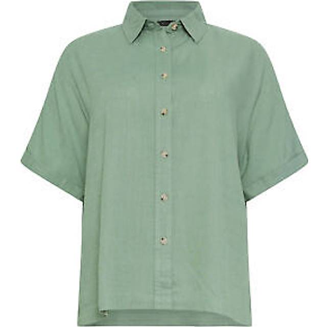 M&Co Petite Green Short Sleeve Linen Shirt 18 M&Co Petites