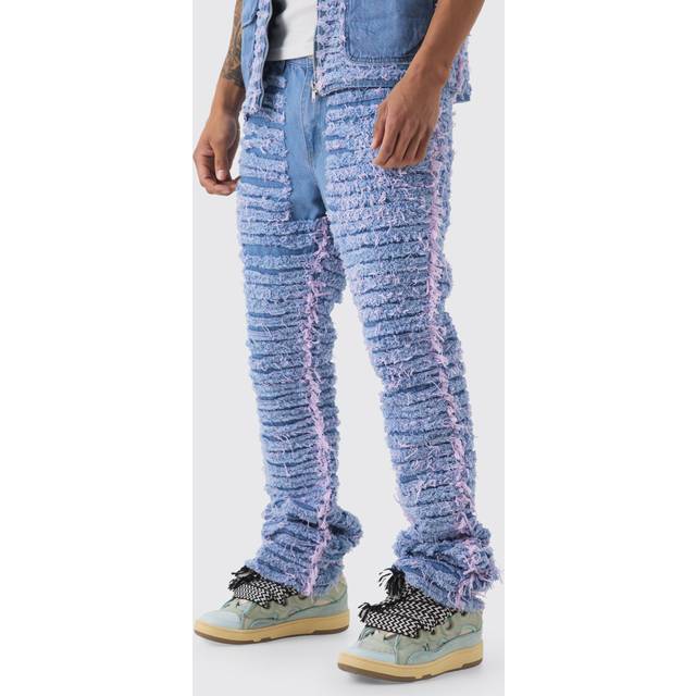Slim Rigid Flare All Over Distressed Jeans In Lilac - Purple - 34R