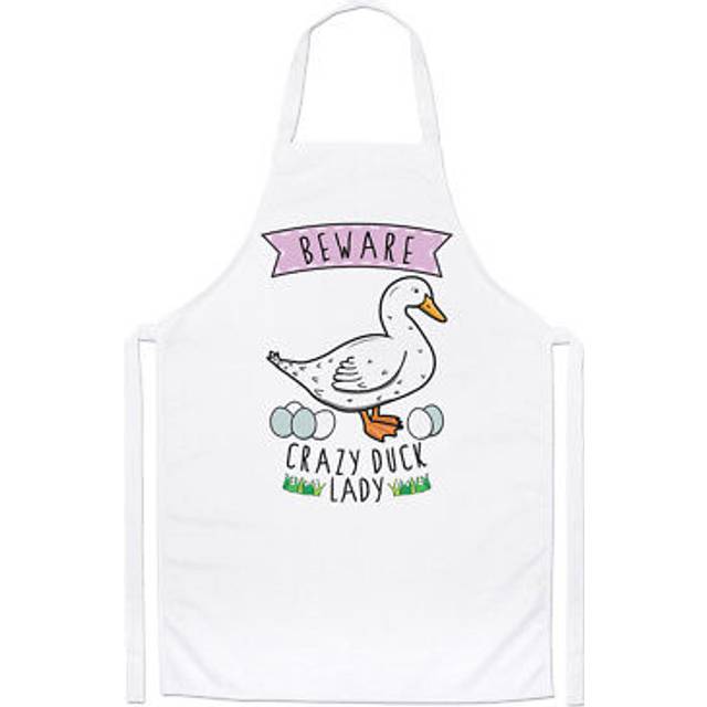 Beware crazy duck lady chefs apron - funny animal pet
