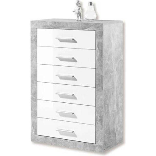 Drawers Tallboy Grey & White Gloss 6 Drawers Chest of Drawers