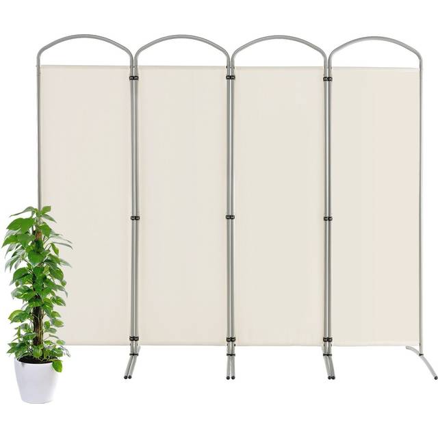4 Panel Freestanding Folding Room Divider for Living Room Office-White