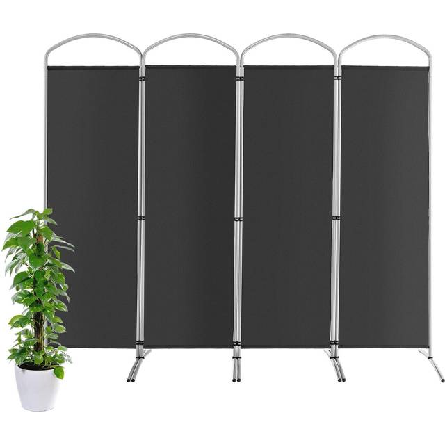 4 Panel Freestanding Folding Room Divider for Living Room Office-Grey