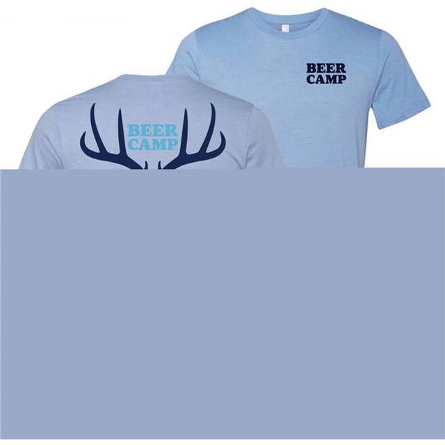 Busch  Busch Light Beer Hunting Beer Camp Front & Back Print Blue T-Shirt, Blue - Medium