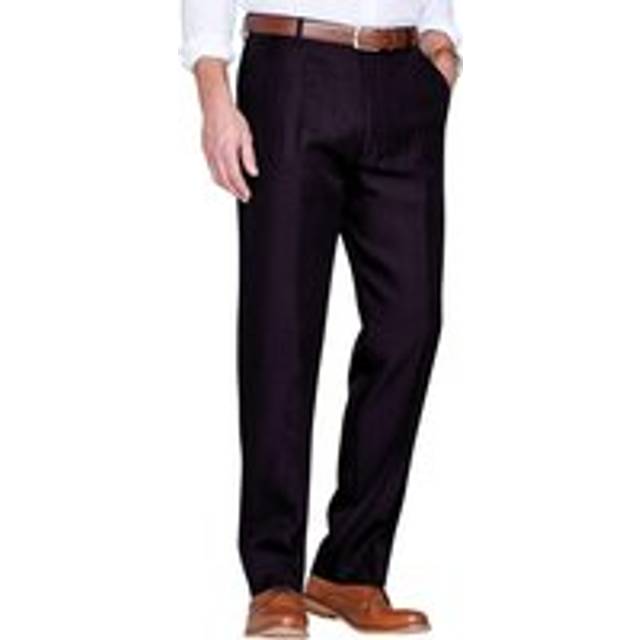 Smart Casual Formal Trousers With Hidden Elasticated Waist - Black - 34R