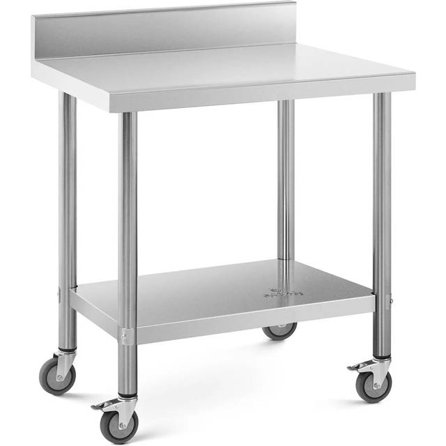 Wheeled work bench - 60 x 80 cm - Backsplash - 135 kg load capacity - Royal Catering RCAT-80/60-WS