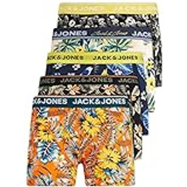 JACK & JONES Kalsonger för män, set om 5/pack, rea, herrmärken, boxershorts, vita, svarta, blå, grå, shorts, kalsonger, 95 % bomull, S, M, L, XL, XXL, 12213221, 5-pack mix 6, XL