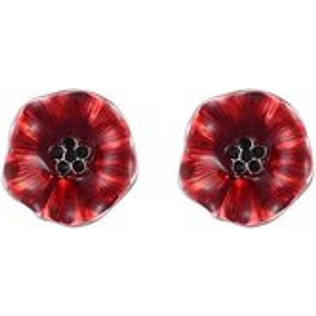 Womens Enamel Poppy Earrings - Metallics - One Size