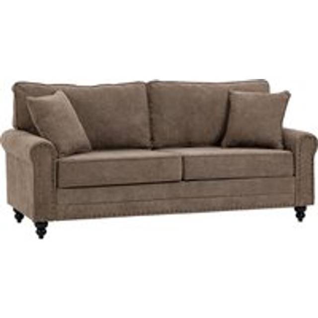 Homcom 2 Seater Sofas, Fabric Sofa With Nailhead Trim, Loveseat With Cushions And Throw Pillows, Brown
