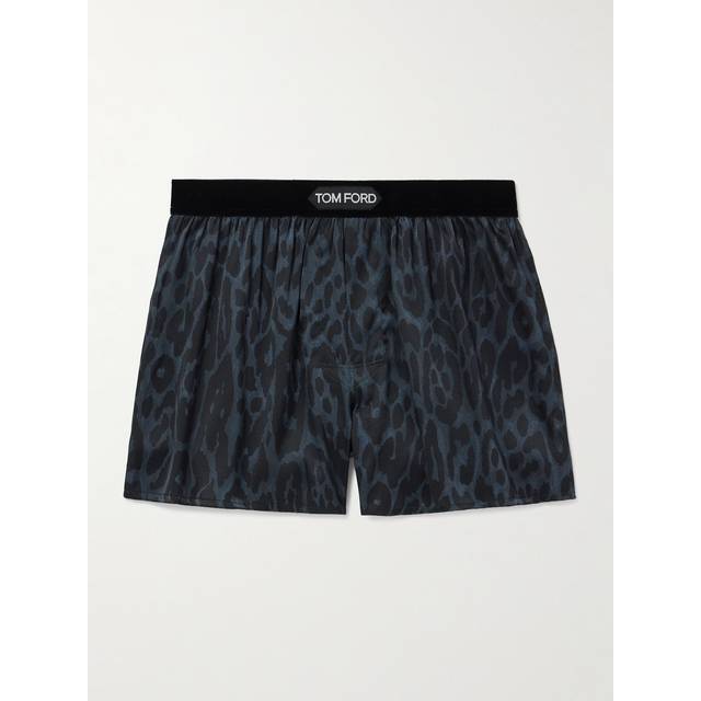 TOM FORD - Cheetah-Print Stretch-Silk Boxer Shorts - Men - Black - S