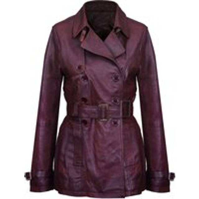 Infinity Leather Womens Mid Length Trench Coat -Oakham - Brown Lamb Leather - Size 20 UK