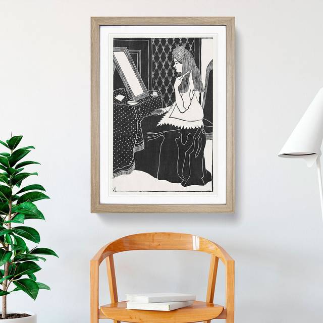 Woman at Dressing Table by Samuel De Mesquita - Picture Frame Painting - Oak Framed (36cm H x 27cm W x 2cm D)