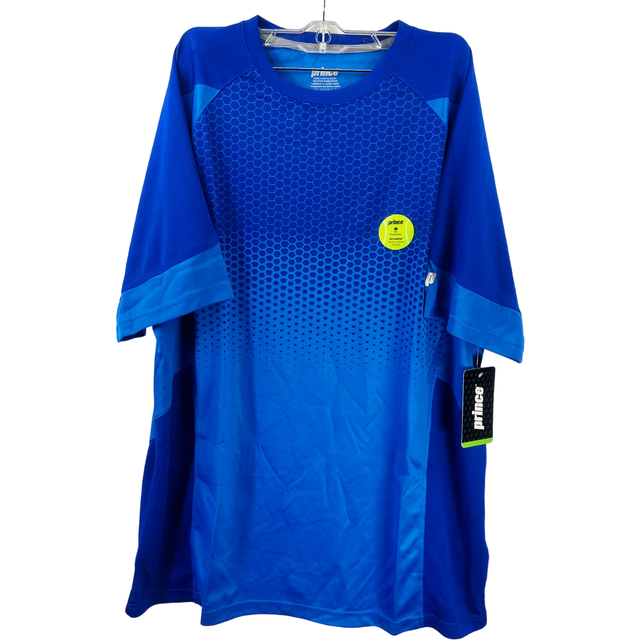 Prince men's interlock activewear short sleeve crew neck tennis t-shirt,blue,xl