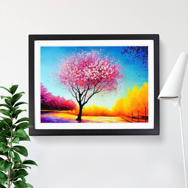Cherry Blossom Tree Glow Vol.3 - Picture Frame Painting - Black (25cm H x 34cm W x 2cm D)