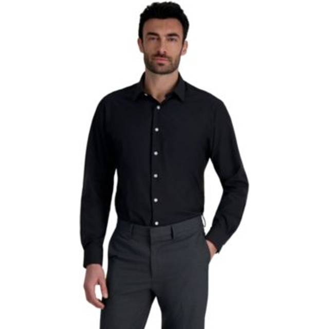 Haggar Men's Smart Wash Classic Fit Solid Color Dress Shirt Black Solid - Size: 15 32/33
