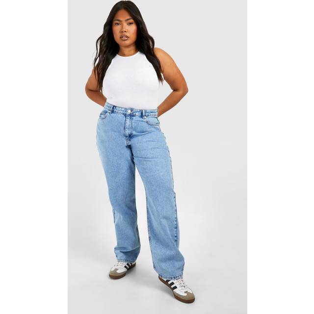Womens Plus Light Wash Basic Mom Jeans - Blue - 28, Blue