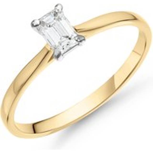 18ct Yellow Gold Emerald Shaped Diamond Solitaire Ring