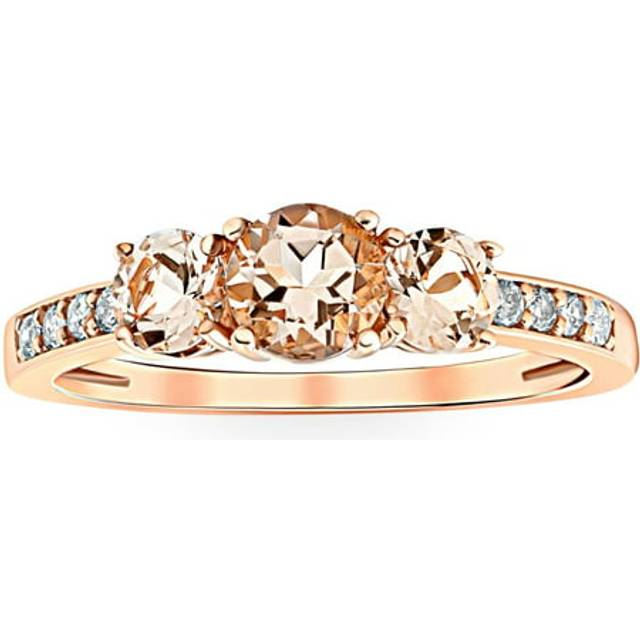 1ct Morganite & Diamond 3-stone Ring 10k Rose Gold